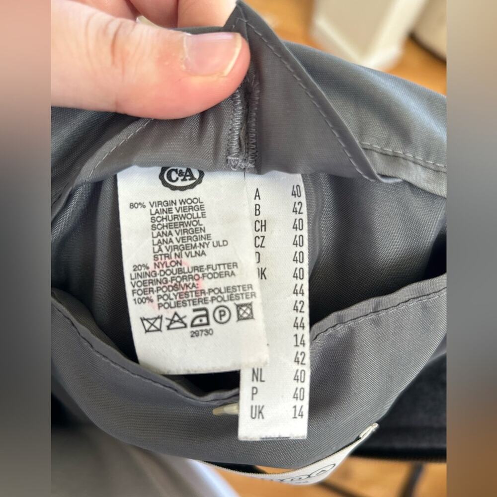 C&A Canda Charcoal Grey Virgin Wool Zipper Jacket… - image 4